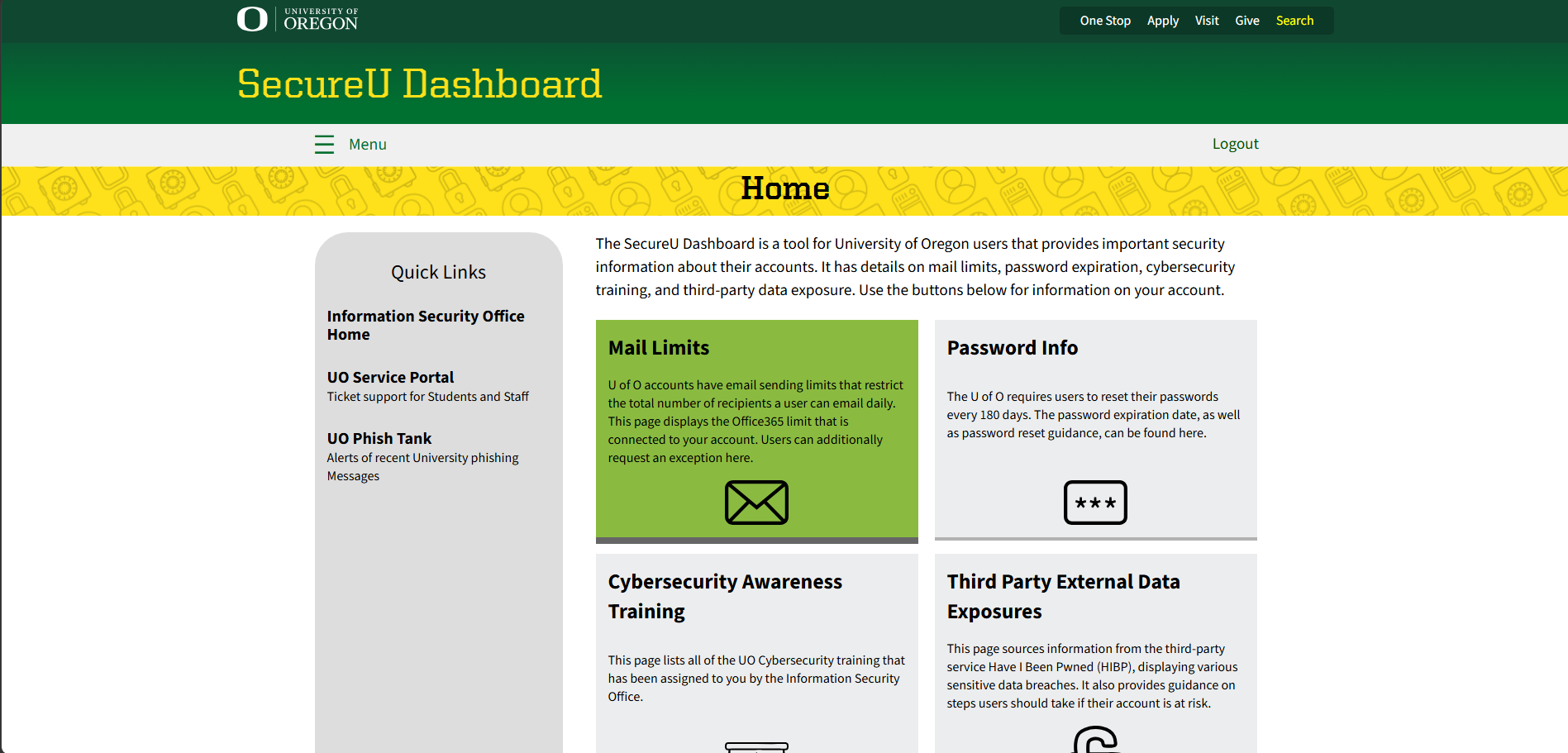 Dashboard Home Page